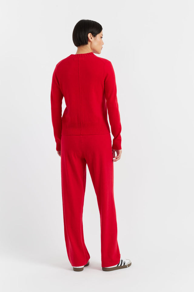 Velvet-Red Wool-Cashmere Cropped Sweater image 3