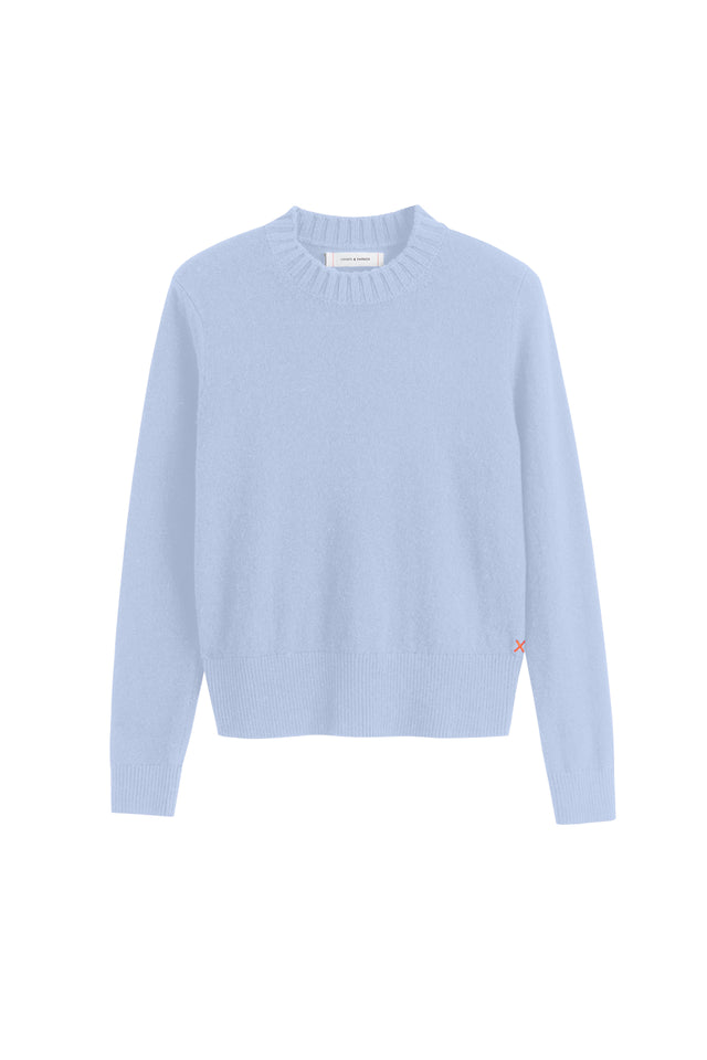 Washed-Blue Wool-Cashmere Cropped Sweater image 2