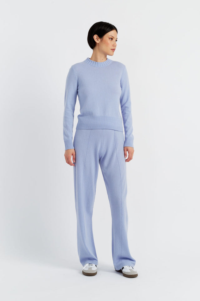 Washed-Blue Wool-Cashmere Cropped Sweater image 4