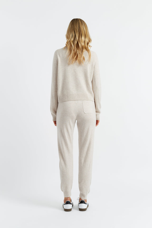 Light-Oatmeal Wool-Cashmere Cuffed Joggers image 5