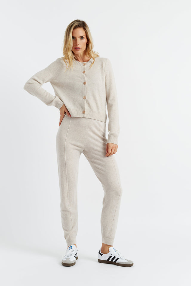 Light-Oatmeal Wool-Cashmere Cuffed Joggers image 4
