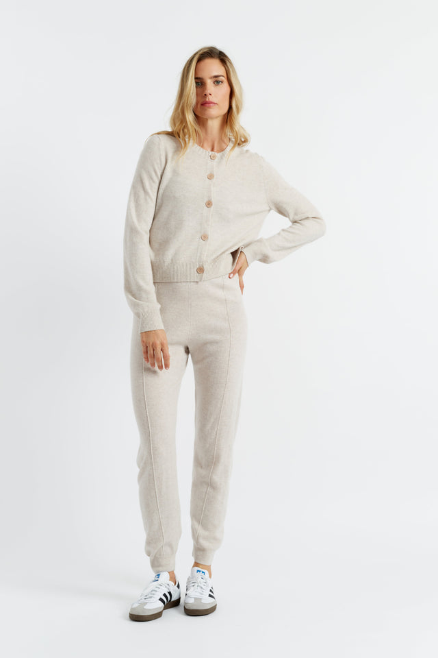 Light-Oatmeal Wool-Cashmere Cuffed Joggers image 3