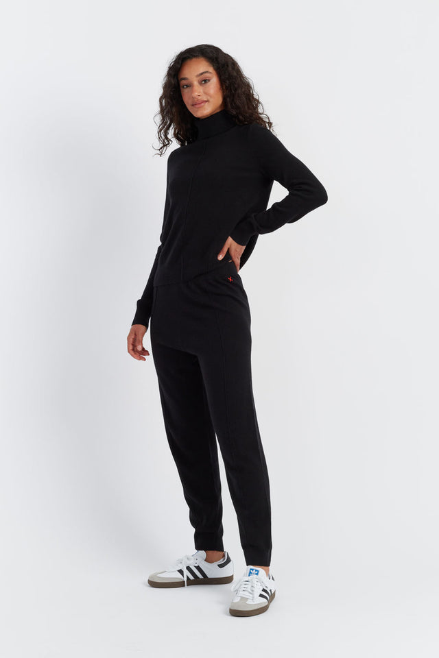 Black Wool-Cashmere Cuffed Joggers image 3