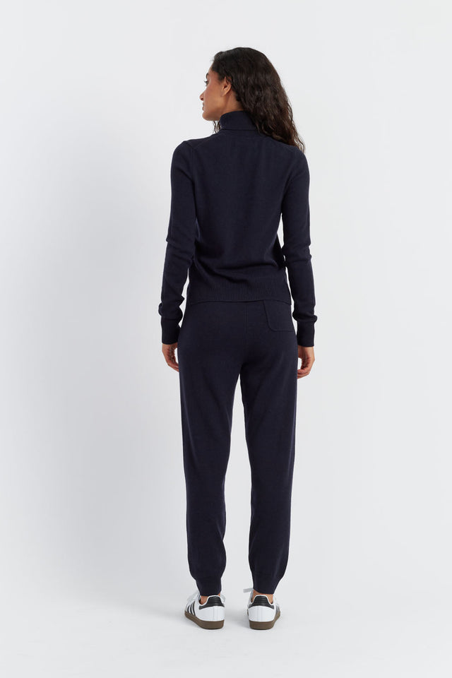 Navy Wool-Cashmere Cuffed Joggers image 4
