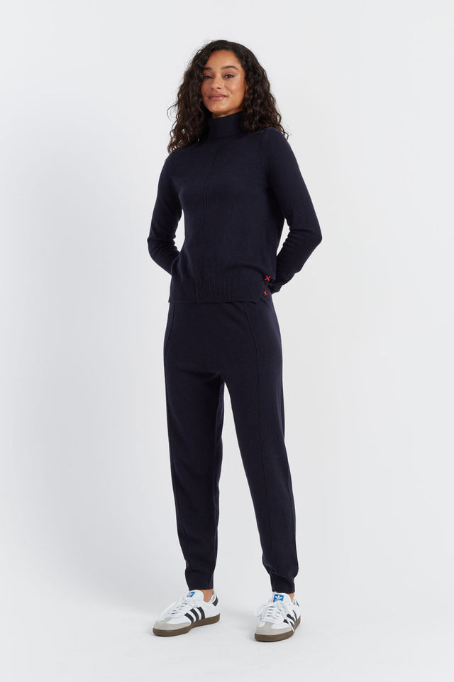 Navy Wool-Cashmere Cuffed Joggers image 3