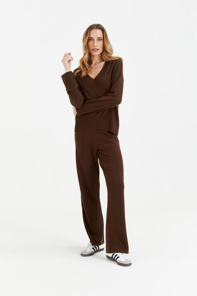 Cocoa Wool-Cashmere V-Neck Sweater image 4