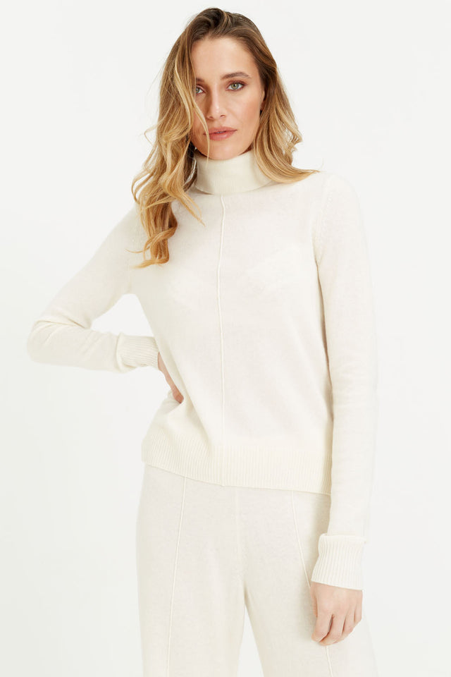 Cream Wool-Cashmere Rollneck Sweater image 1