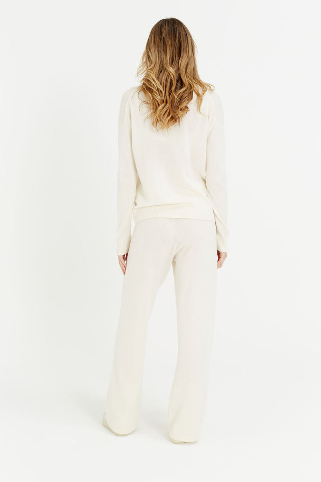 Cream Wool-Cashmere Collared Sweater image 3