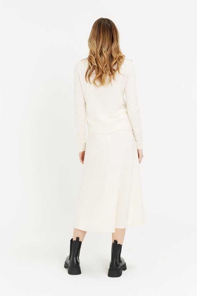 Cream Wool-Cashmere Midi Skirt image 3