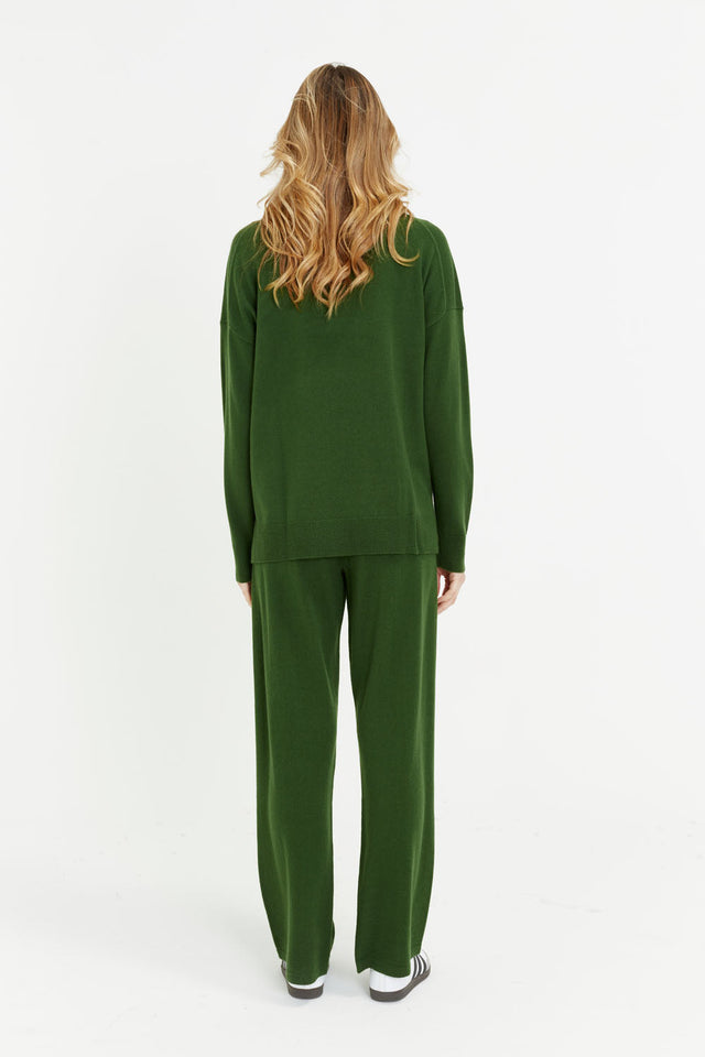 Green Wool-Cashmere Relaxed Rollneck Sweater image 2