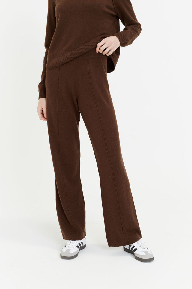 Cocoa Wool-Cashmere Wide-Leg Track Pants image 4