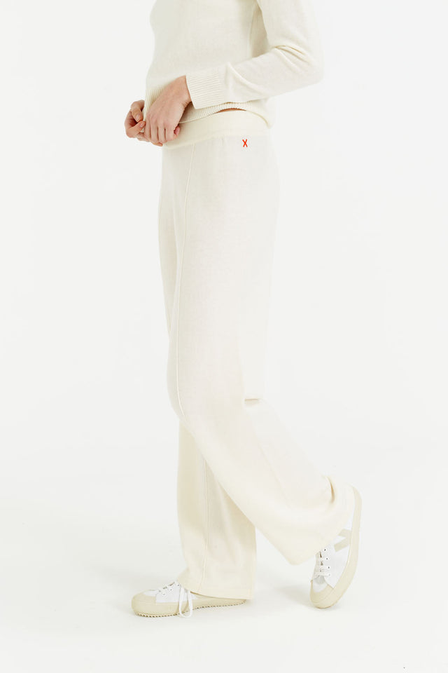Cream Wool-Cashmere Wide-Leg Track Pants image 3