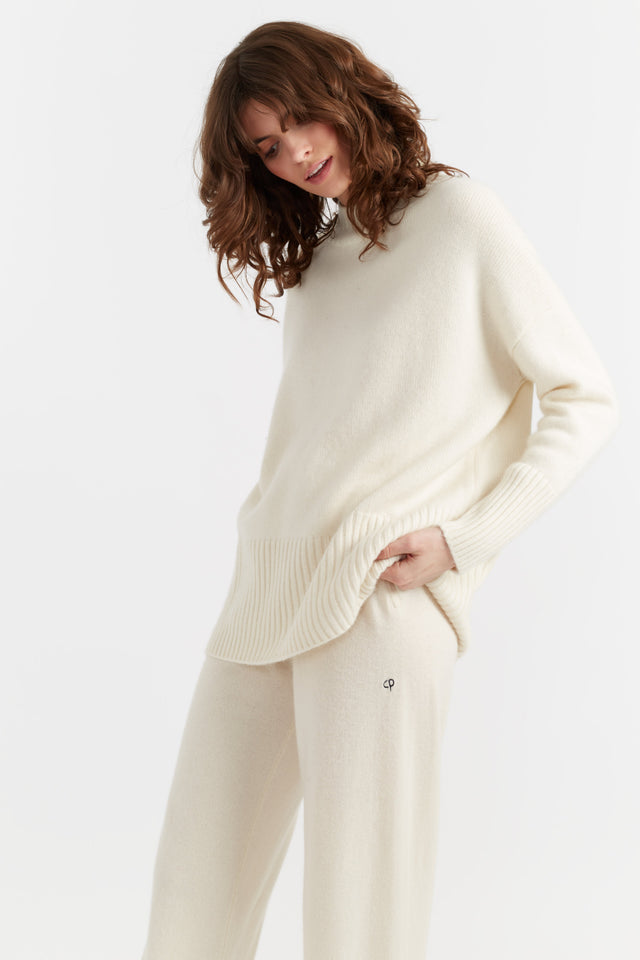 Cream Pure Cashmere Comfort Sweater image 1