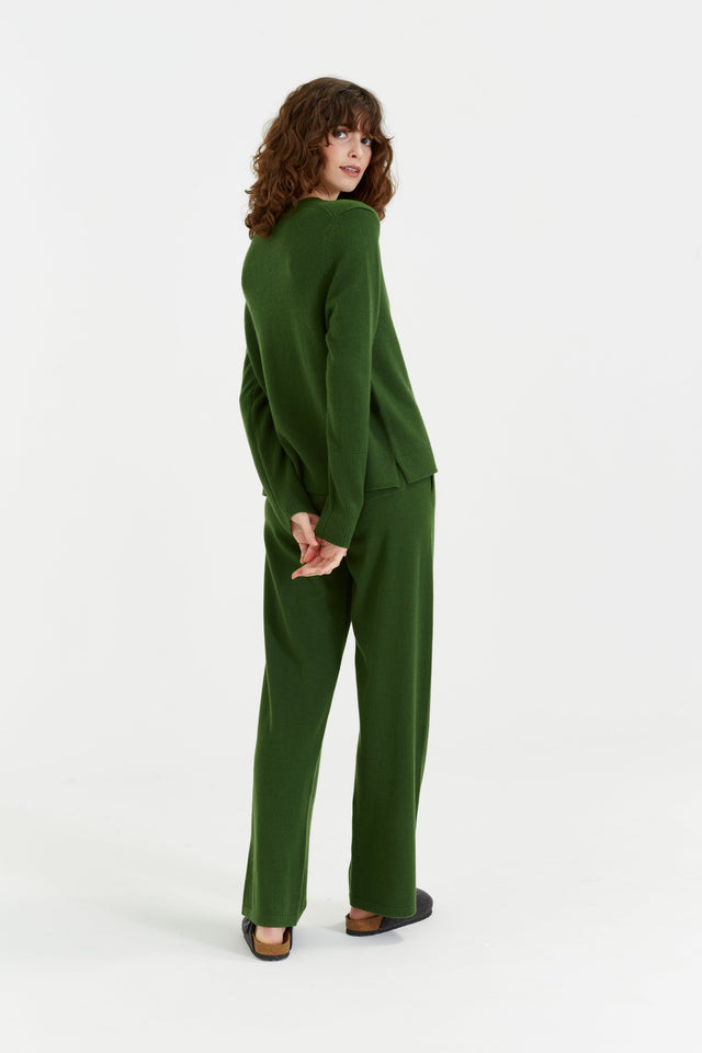 Green Pure Cashmere Boxy Sweater image 3