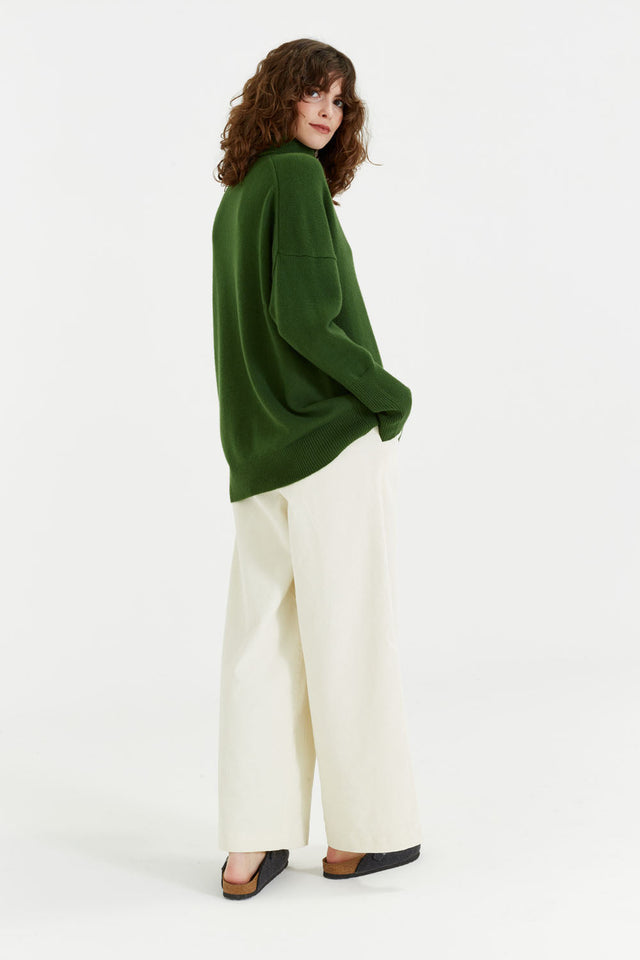 Green Pure Cashmere Rollneck Sweater image 4