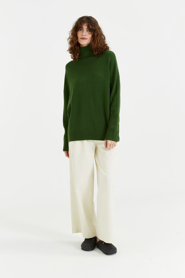 Green Pure Cashmere Rollneck Sweater image 3