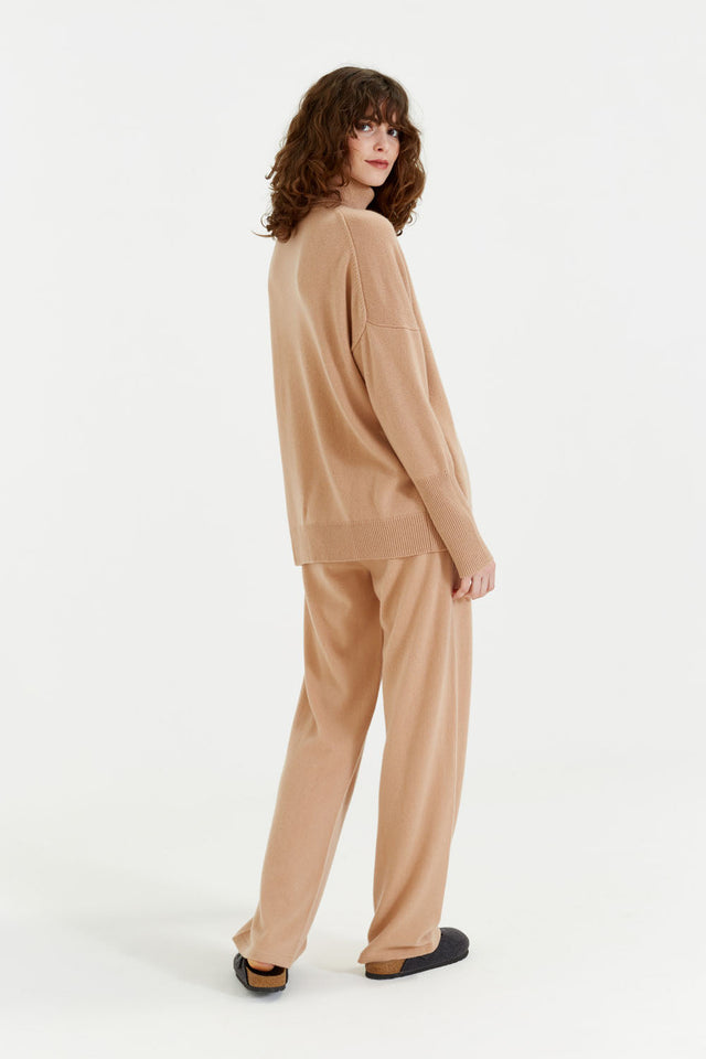 Warm-Beige Pure Cashmere Rollneck Sweater image 3