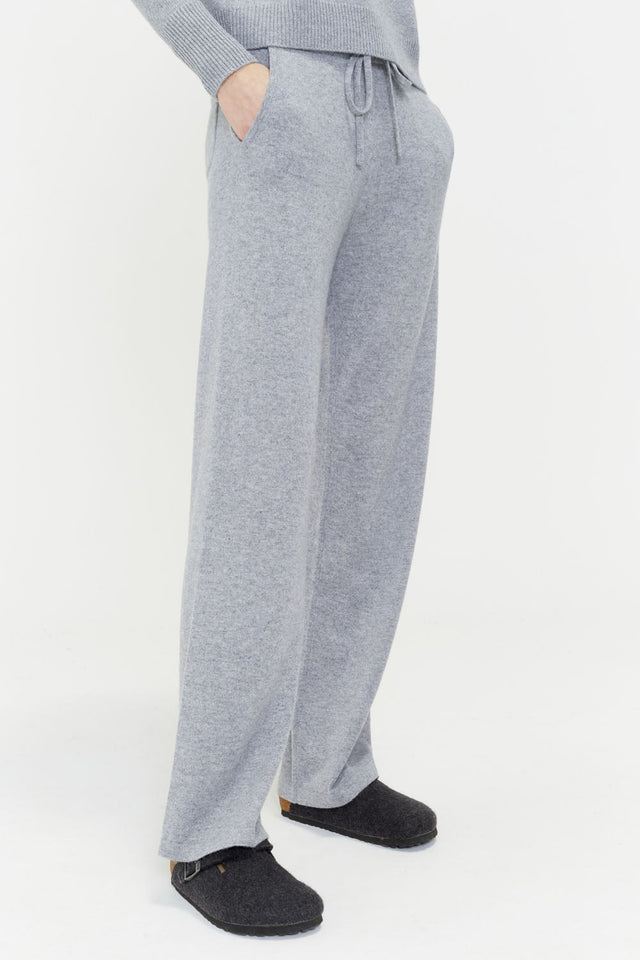 Grey Pure Cashmere Wide-Leg Track Pants image 4