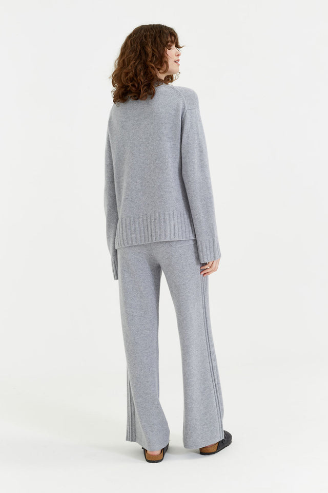 Grey Pure Cashmere Patch Pocket Sweater image 3