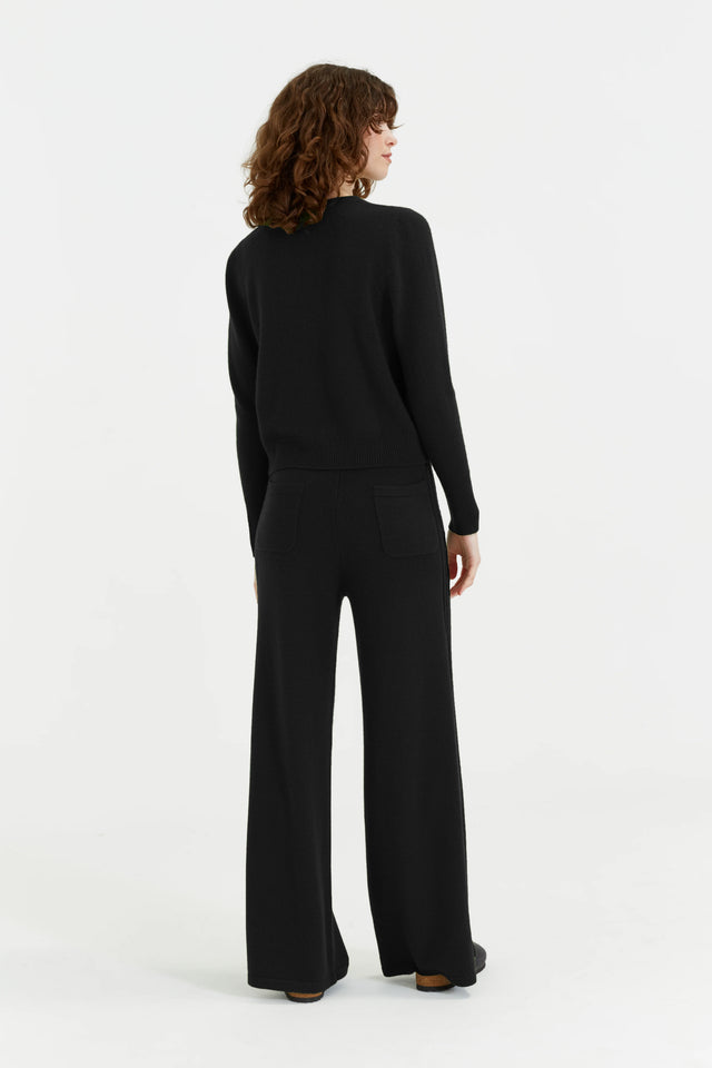Black Pure Cashmere Cropped Sweater image 3