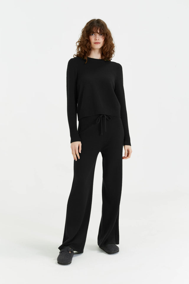 Black Pure Cashmere Cropped Sweater image 2