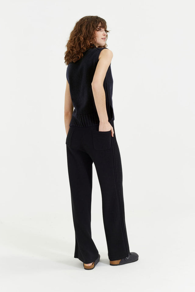 Black Cashmere Side Rib Trousers image 3