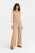 Warm-Beige Pure Cashmere Side Rib Trousers