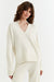 Cream Pure Cashmere V-Neck Funnel Sweater