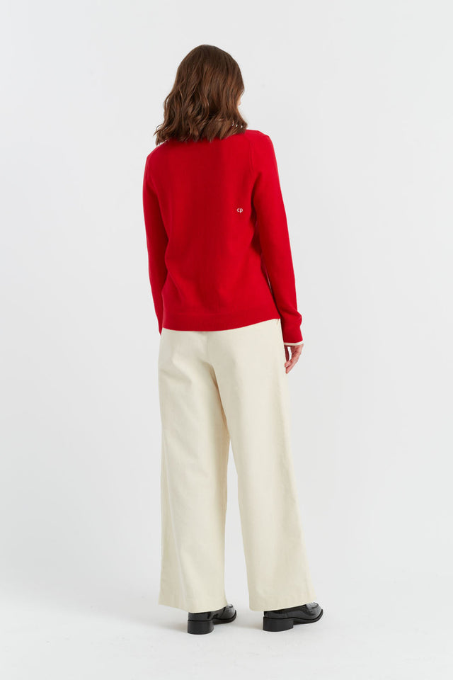 Red Wool-Cashmere Christmas Club Sweater image 2