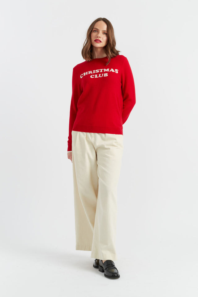 Red Wool-Cashmere Christmas Club Sweater image 3