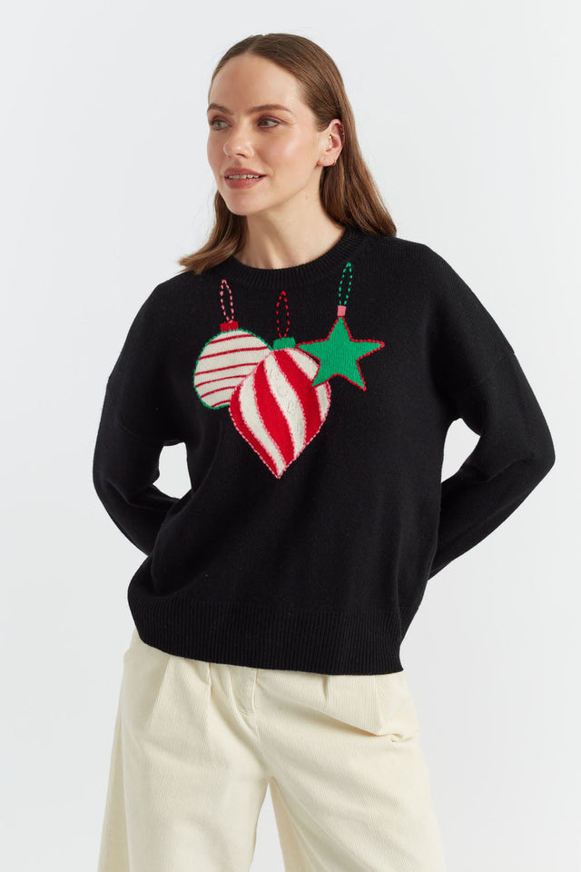 Black Wool-Cashmere Bauble Sweater image 1