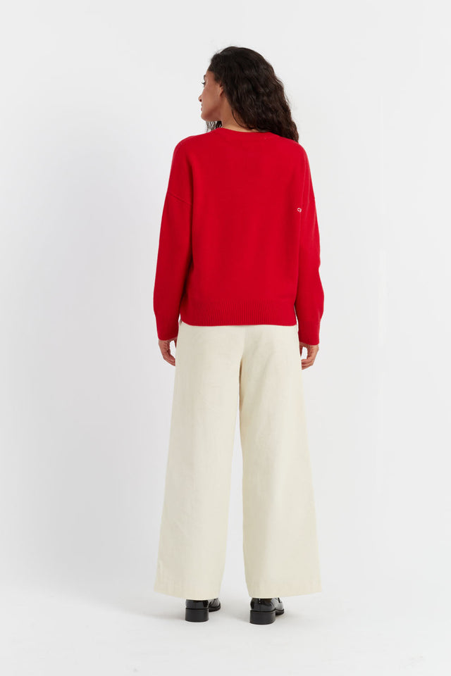 Red Wool-Cashmere Bauble Sweater image 2