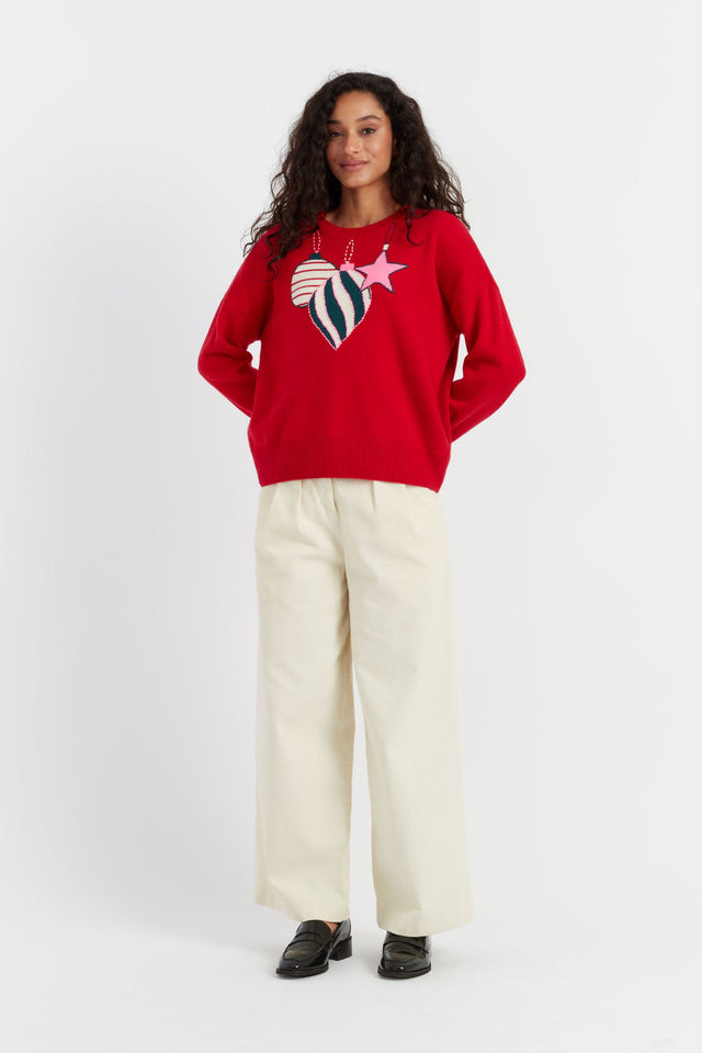 Red Wool-Cashmere Bauble Sweater image 3