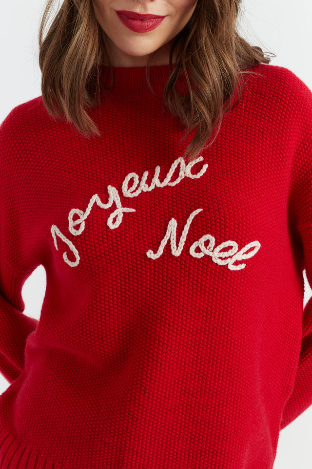 Red Wool-Cashmere Joyeux Noel Sweater image 3