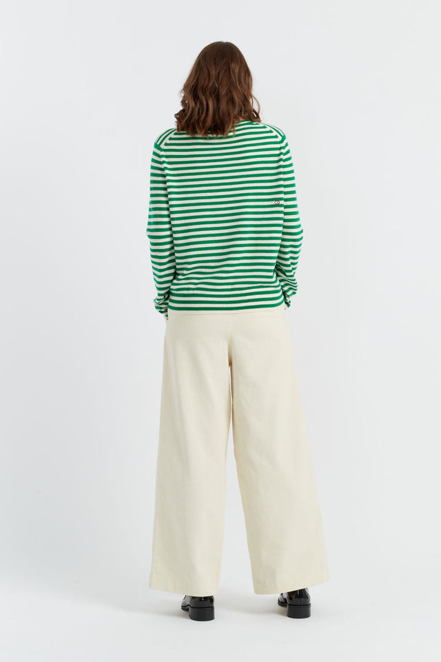 Green Wool-Cashmere Bow Breton Sweater image 2