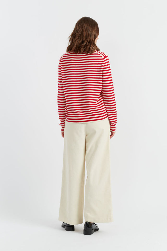 Red Wool-Cashmere Bow Breton Sweater image 2