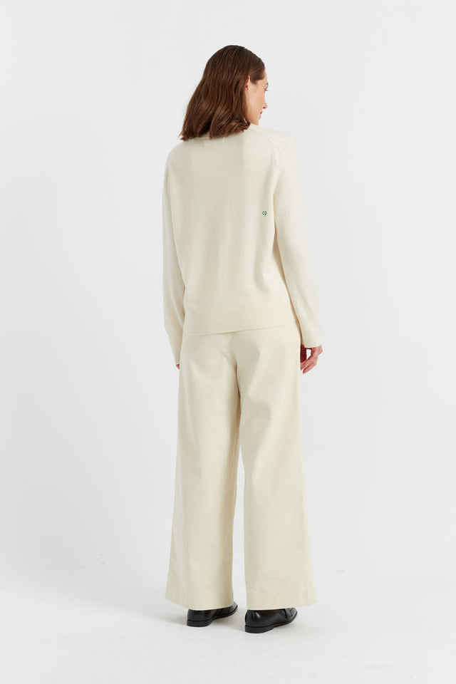 Cream Wool-Cashmere Christmas Tree Sweater image 2