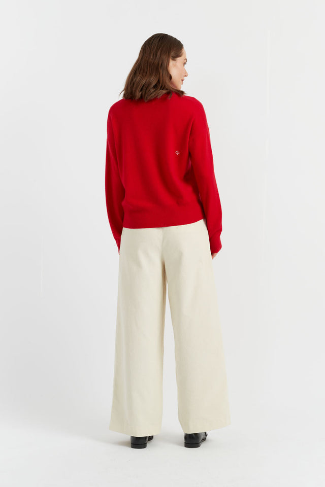 Red Wool-Cashmere Bow Sweater image 2