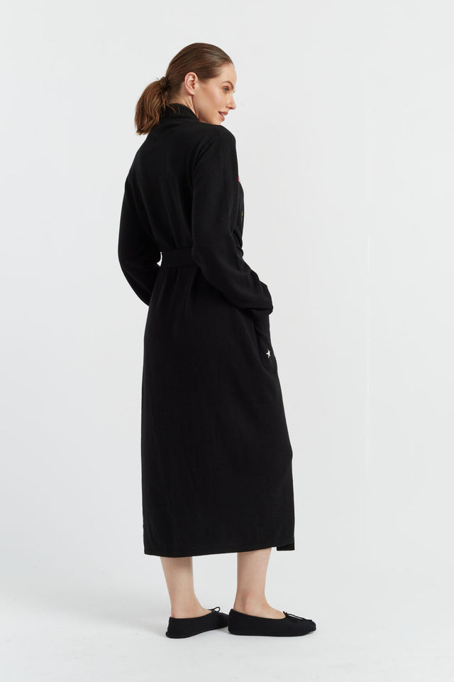 Black Wool-Cashmere Star Dressing Gown image 2