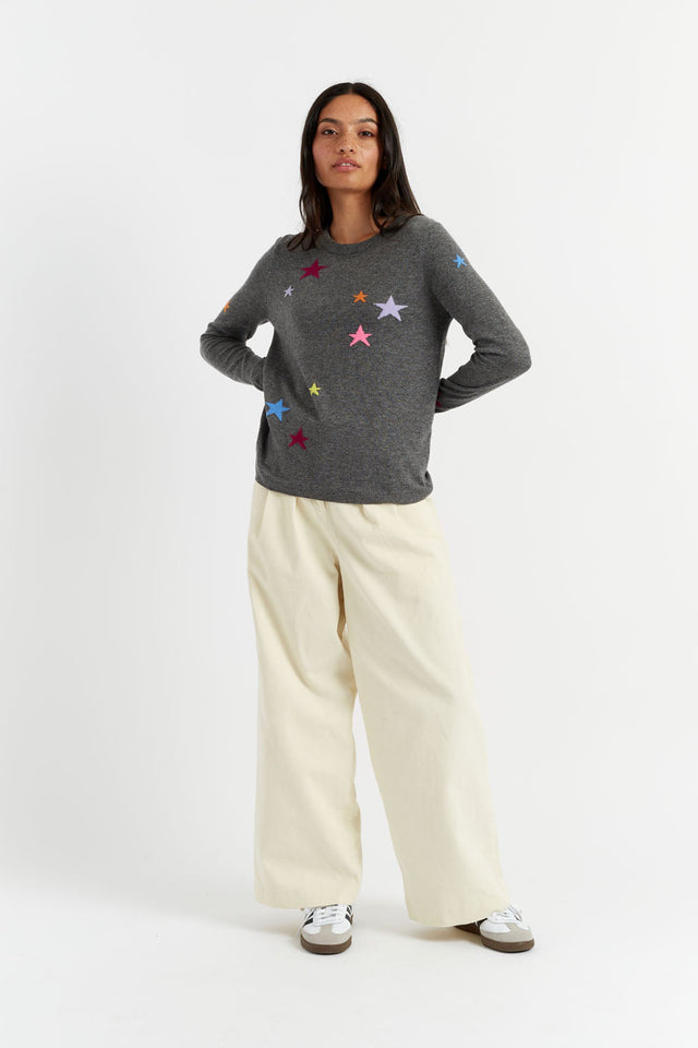 Grey Wool-Cashmere Star Sweater image 4