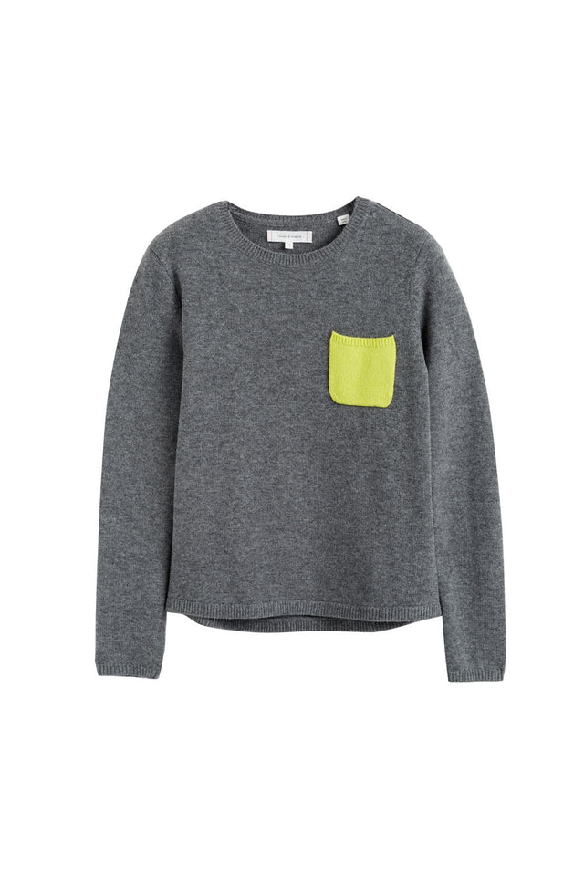 Grey Wool-Cashmere Pocket Sweater image 2