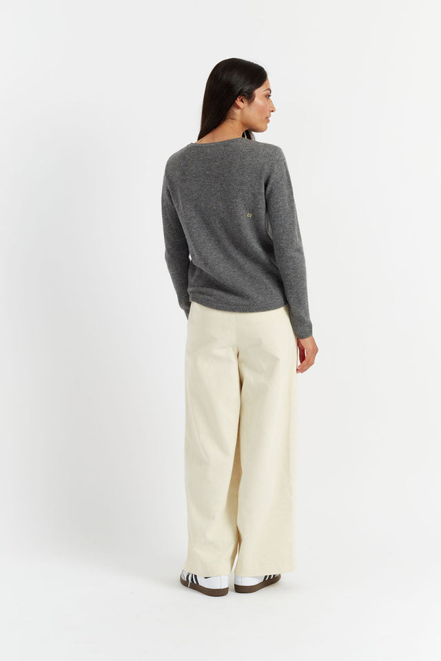 Grey Wool-Cashmere Pocket Sweater image 3