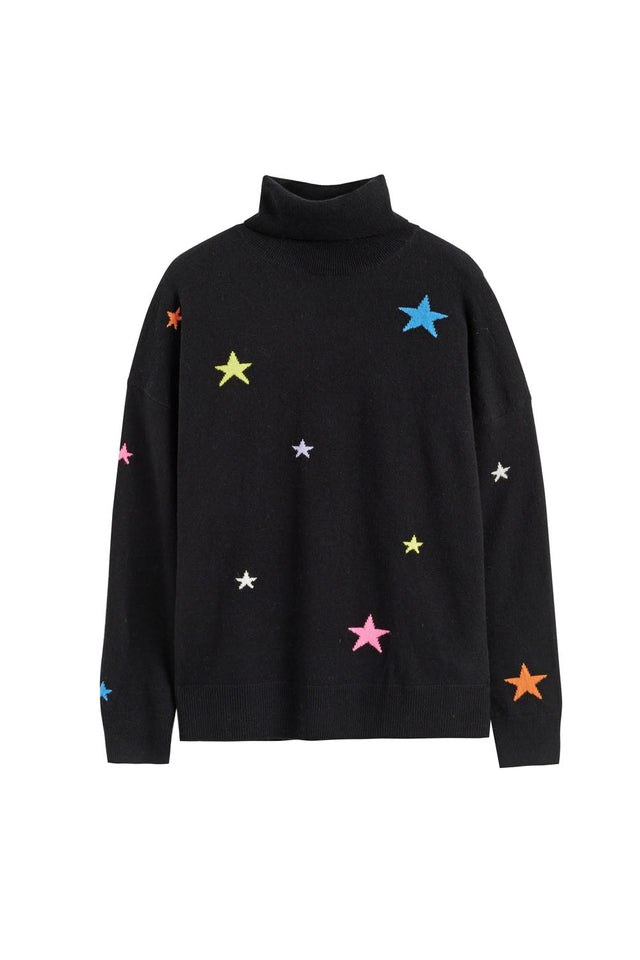 Black Wool-Cashmere Star Rollneck Sweater image 2