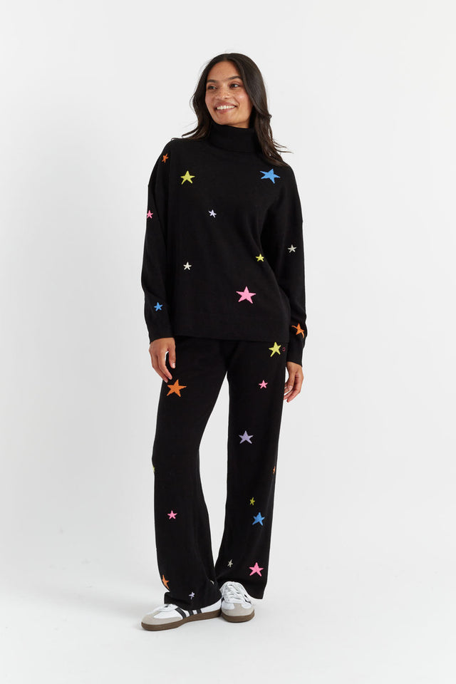 Black Wool-Cashmere Star Rollneck Sweater image 4