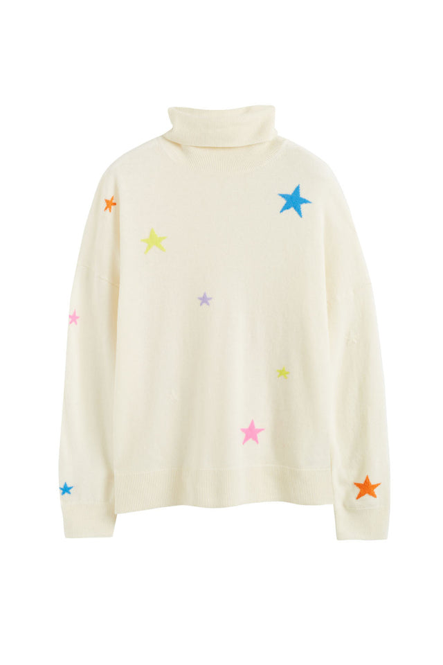 Cream Wool-Cashmere Star Rollneck Sweater image 2