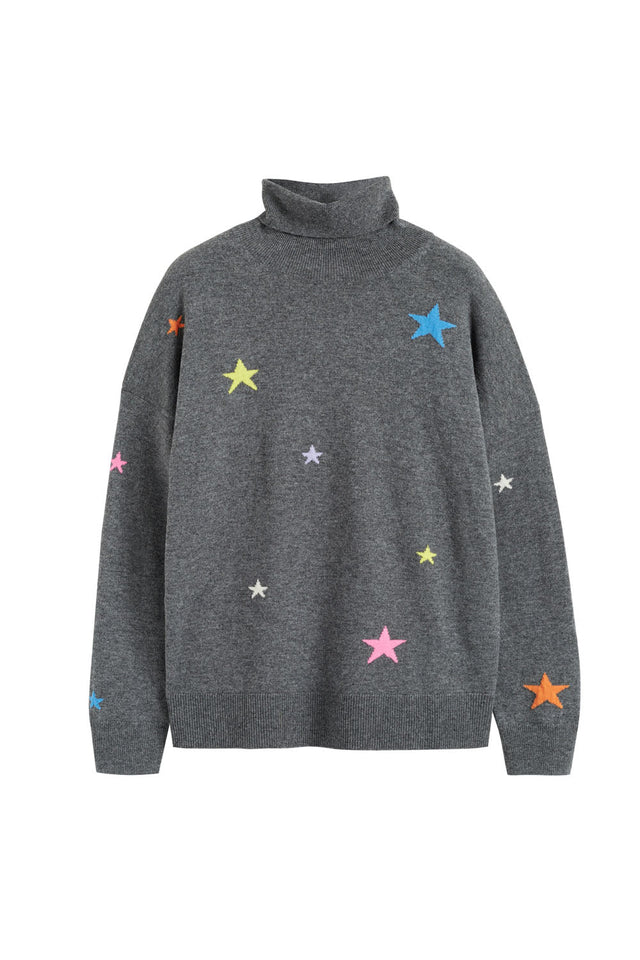 Grey Wool-Cashmere Star Rollneck Sweater image 2