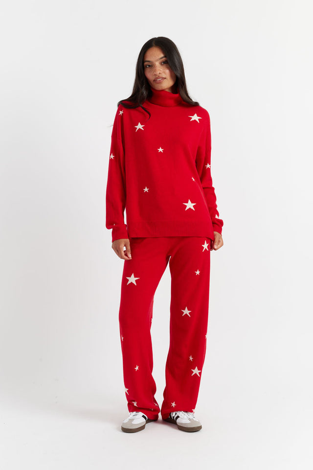 Red Wool-Cashmere Star Rollneck Sweater image 4