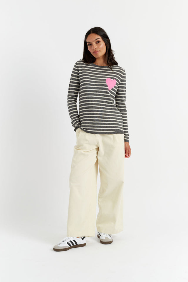 Grey Breton Heart Wool-Cashmere Sweater image 4