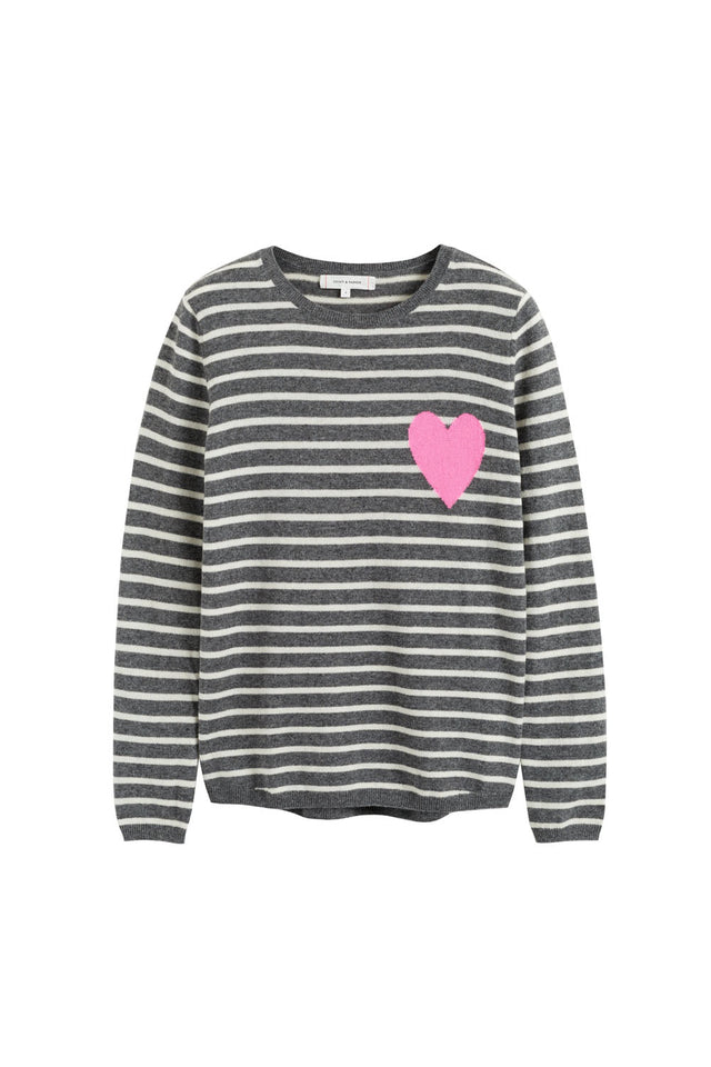 Grey Breton Heart Wool-Cashmere Sweater image 2