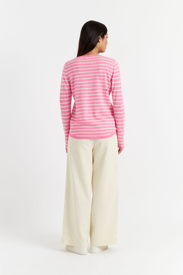 Pink Breton Heart Wool-Cashmere Sweater image 3